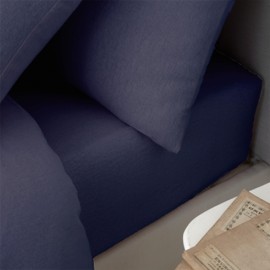 Catherine Lansfield Brushed Cotton Single Fitted Sheet Navy Blue