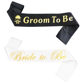 2 PCS Bride and Groom To Be Sashes Bridal Shower Party Favors Bachelorette Party Sashes for Bride Groom Engagement Wedding Party Accessories for Women Men