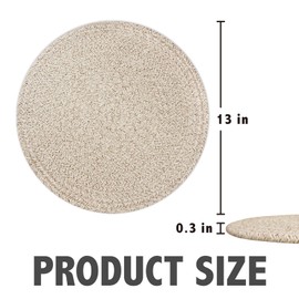 Round Placemats Set of 6, Cotton Rope Woven Table Mats, Hot Pads for Kitchen, Non Slip Heat Resistant Place Mats, 13 Inches Braided Placemat for Farmhouse Decor and Kitchen Table Decor (Brown)