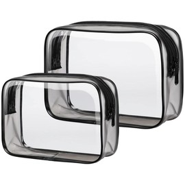 Cambond Clear Toiletry Bags TSA Approved- 2 Pack Quart Size Travel Bag  Clear Travel Bags for Toiletries, Clear Cosmetic Bags Carry on - Color: black