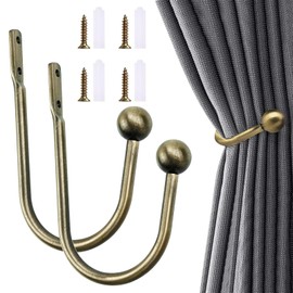 Metal Curtain Tie Backs,Ancient Green Curtain Holdbacks,2 Pieces Curtain Tie Backs Hooks,Curtain Tiebacks With Screws,Tie Backs Hooks For Curtains