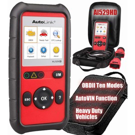 Autel AutoLink AL529HD Read/Erase Heavy Duty Engine DTCs Deutsch 9-Pin & 6-Pin Adapters One-Touch I/M Readiness/LED Indicator Support All 10 OBDII Test Modes Enhanced Mode 6 Diagnostics