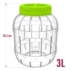 Browin Multiuso Vetro Plastica Universale 3L PET, Coperchio a Vite con Manico, Diametro 100 mm, Trasparente con Coperchio Rosso o Verde