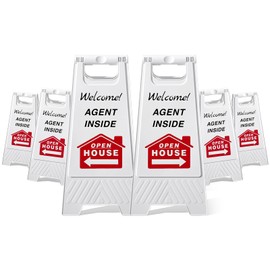 Memorywuu 6 Pack Open House Signs for Real Estate, 24'' x 12'' Double Sided Real Estate Sign, Property Yard Sale Signs Directional Arrows Signs for Real Estate Agent Supplies