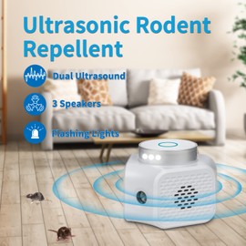 Mouse Repellent Ultrasonic Plug in,Mice Repellent Indoor,Rodent Repellent with LED Light Ultrasonic for House for Bat Mouse Removal Attic RV Garage White