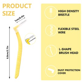 10 Pcs Angle Interdental Brushes, Angled Dental Brush for Teeth Cleaning, L Shape Interdental Brush for Teeth Clean Oral Hygiene Tooth Brushes, Easy Interspace Cleaning Teeth Brushes (Yellow, 0.7mm)
