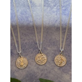 MyGold MOD-07067 Zodiac Pendant (without Chain) Sterling Silver Small Diameter 12 mm Mini Round Zodiac Horoscope Pendant Zodiac Round, Silver, Fish