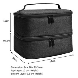 Jaugufiy Manicure Tools Organiser Case, Detachable 2 Layers Nail Polish Nail Varnish Case Nail Varnish Storage Bag Nail Varnish Travel Carrying Case for Nail Polish Tools Kit (Empty Case) (Black)