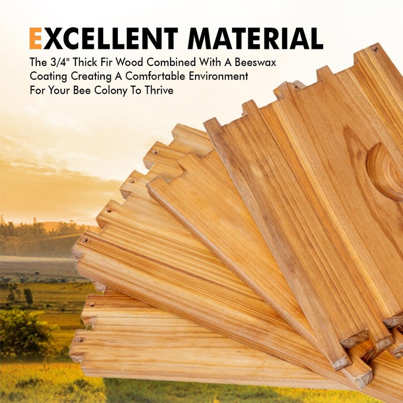 beeknows 8 Frame Super Beehive Board Unassembled Bee Box Wax