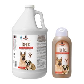 Dog Shampoo Tar Based Skin Soothing Relieves Odor Flaking Crusting and Dry Spots (Set of Both Sizes)