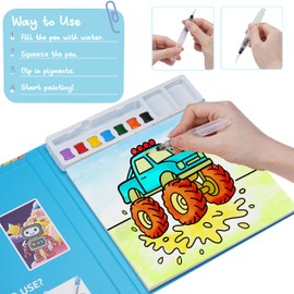 DreamCosy Paint with Water Coloring Books for Toddles, Water Painting Kit with Brush, Mess-Free Arts Crafts, Drawing Activities, Toy Gift for Boys, Preschool, Homeschool