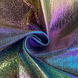 XHT Shiny Faux Leather 90 x 135 cm, Soft Fabric, Faux Leather Sold by the Metre, for Making Shoes/Bags/Belts/Crafts (Rainbow Green Blue)