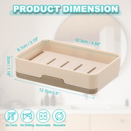 uxcell Soap Holder for Shower Wall, Single Layer Drill-Free Soap Dish Adhesive Wall Mounted Sponge Holder for Shower Kitchen, Bathroom, Bathtub(Khaki)