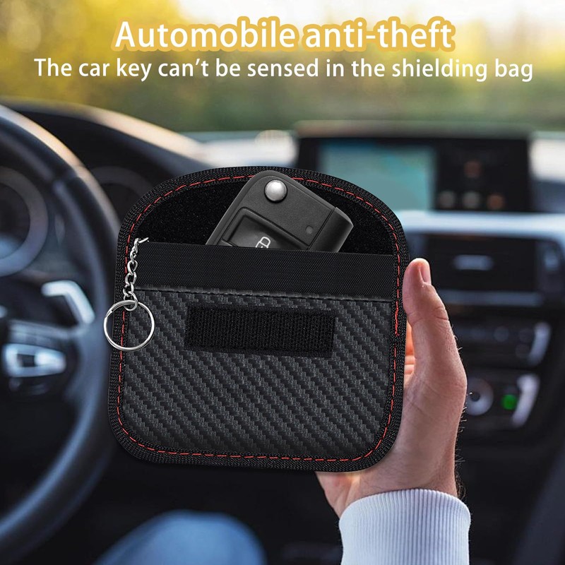 Faraday Pouch for Car Keys, 2 Pack Small Leather Faraday