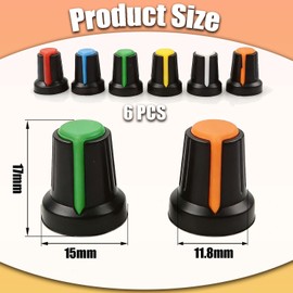 LvYiLinggg Potentiometer Knob 0.6 x 0.7 inch (15 x 17 mm) Inner Diameter 0.2 inch (6 mm) 6 Color Knob Cap for D-Shaped Shaft Hole 180° Durable Plastic Non-Slip Volume Knob Guitar Knob