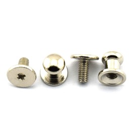 Head Button Stud, 100 Sets Round Phillips Head Button Stud 6x8x8mm Screw Back Spots Nail Rivet for DIY Leather Rivet (6x8x8mm, Silver)