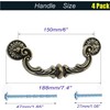 4Pcs Vintage Drop Bail Pull Handles- 6 Inch Hole Center