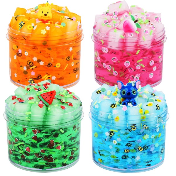 4 Packs of Jelly Cube Crystal Slime Kit, pre-Made Crisp