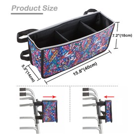 Big Ant Walker Basket, Walker Storage Bag with Two Split Boards and Straps, Foldable Walker Basket Organizer Walker Bag Pouch Tote for Folding Walkers Provides Hands Free Storage(With Light Reflector)