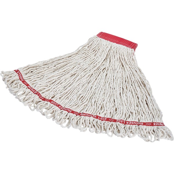 Rubbermaid Commercial Swinger Loop Wet Mop Head, Large, White, FGC15306WH00
