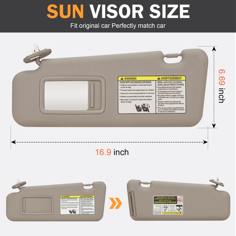 TadaMark Left Driver Side Sun Visor Fit for Toyota Highlander