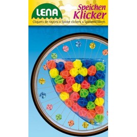 Lena 61094 Pack of 36 Spoke Clicker Beads Colour Mix, Spoke Beads for Bicycle, Tricycle or Scooter, Spoke Clips as Children's Bicycle Accessories, Colourful Plastic Clips for Children from 3 Years,