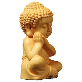 EBISSY Hand Carved Small Cute Sitting Buddha Statue Wood [ Palm Size Home Decor ] (Resting Buddha)
