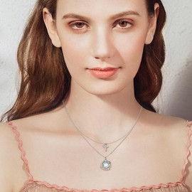 MONGAS Planet Star Layered Necklace Sterling Silver Star Layered Necklace Jewelry for Women