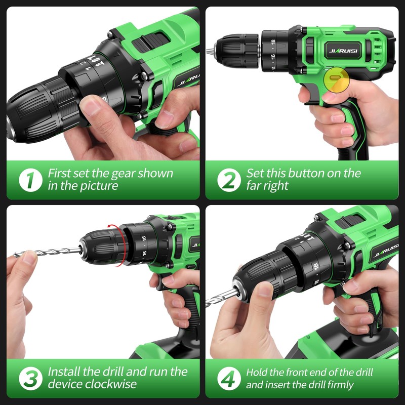 20V Cordless Drill, Electric Power Drill Set with Battery Charger,