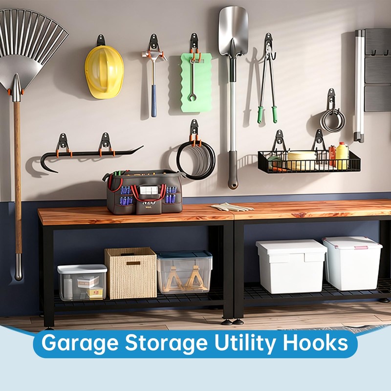 GeeWatom 2 Pack Garage Storage Utility Hooks，Garage Garden Tool Organizer，Steel