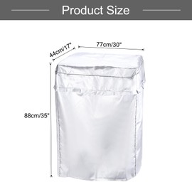sourcing map Twin Tub Washing Machine Cover, Portable Washer Cover 30Wx17Dx35H Inch(M Size) Silver Waterproof Cover for Twin Tub Washer