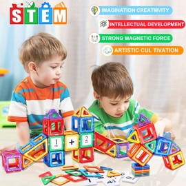 Magnetic Tiles Toddler Toys - Toy for 3 4 5 Year Old Boys Girls Magnetic Blocks with Numberblocks for Kids STEM Educational Toy Birthday Gifts for Kid 4-6 Christmas Magnet Tiles Building Blocks