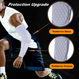 GUOZI Arm Elbow Sleeves, [2 Pack] Honeycomb Crashproof Arm Elbow Pads for Youth Adult Sports Football Basketball Volleyball