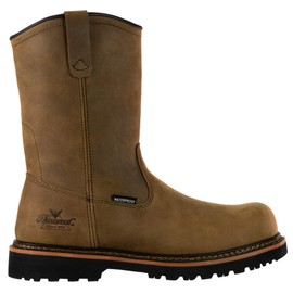 Thorogood V-Series 11” Waterproof Pull On Wellington Boots for Men - Premium Leather with Composite Safety Toe, Comfort Insole, and Chevron Traction Outsole; ASTM Rated, Crazy Horse - 10 W