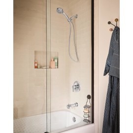 Moen Meena Chrome Single Handle Modern Tub and Shower Faucet with Handshower, Valve Included, 82618