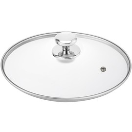 Glass Lid for 12 Inch Stainelss Steel Cast Iron Skillets Frying Pans, 30cm Tempered Lids for Dutch Ovens, 12 In Pan Cover with Stainless Steel Rim for Stock Pots, Dishwasher Safe