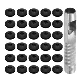 QUARKZMAN 31 Piece Eyelet Tool Kit, Eyelet Set 12 mm Eyelet Pliers Plastic Eyelets Plastic Eyelets Discs Rustproof for Truck Tarpaulin Textile Curtains Tents Awning Mounting Clip, Black