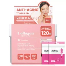 The Mall 더말 콜라겐 토너패드 영양 탄력 120매+24매 추가증정 Dermal Collagen Toner Pad Nutrition Elasticity 120 Sheets + 24 Sheets Free Gift