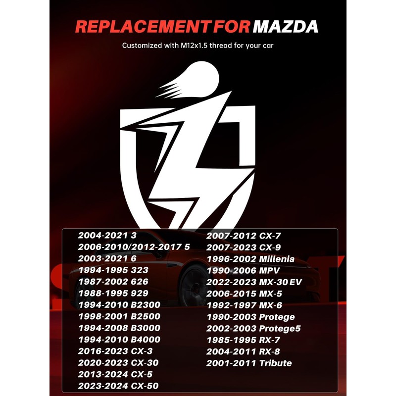 Sposuit M12x1.5 Lug Nuts - Replacement for 2004-2021 Mazda 3,