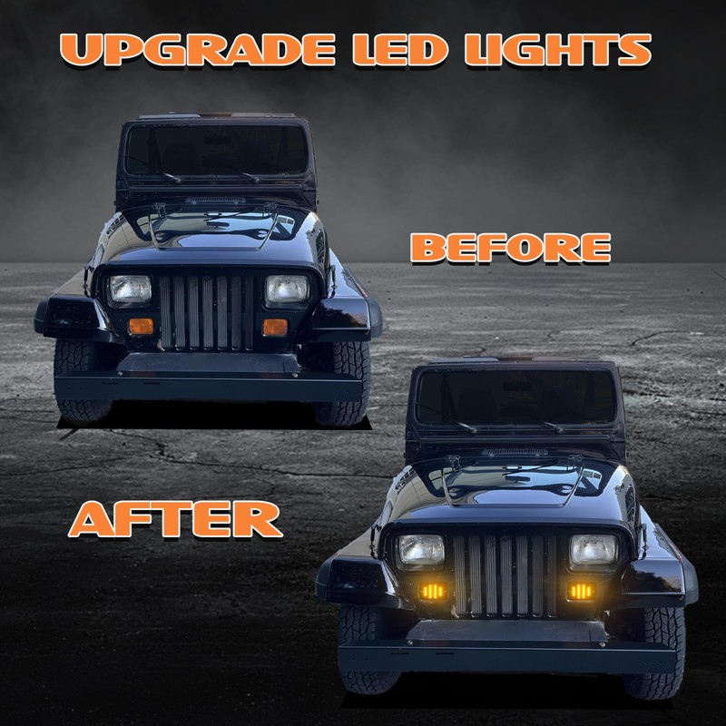 AreLokpri Amber Front Turn Signal Lights Compatible for 1987-1995 Wrangler