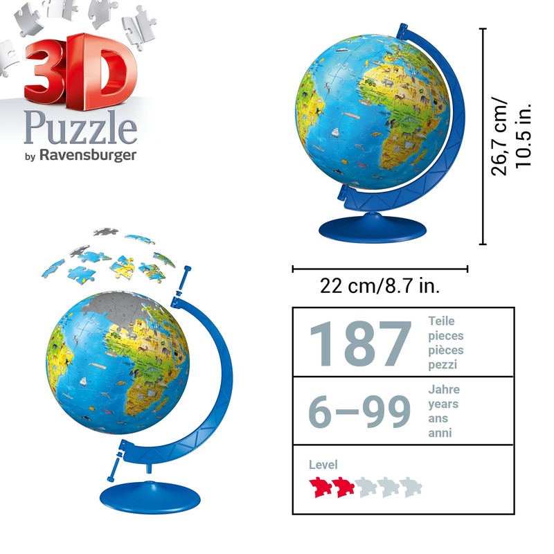 Ravensburger 3D Puzzle, Children's globe in German.