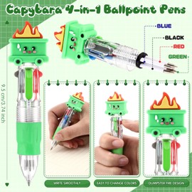 Sayglossy 50 Sets Back to School Dumpster Fire Pens Gifts for Students Funny Dumpster 4-in-1 Multicolor Ballpoint Pen Desk Accessories with Emotional Support Cards for School Classroom Gifts