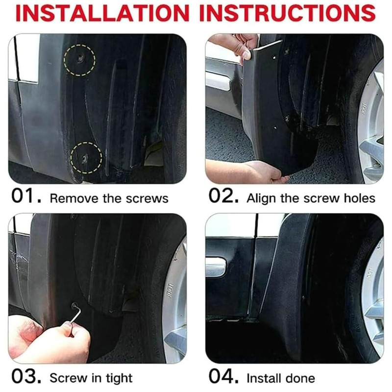 4Pcs Splash Guards Mud Flaps Guards Fender Mudguard Protector Accessories