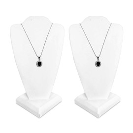 Mooca 2 Pcs Small White Faux Leather Necklace Chain Jewelry Bust Display Holder Stand, Necklaces Display Necklace Mannequin, Detachable Jewelry Bust Stand 10" Height