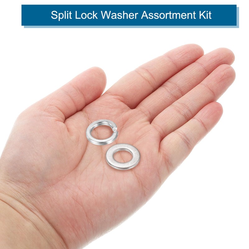 sourcing map 200Pcs M8 304 Stainless Steel Split Lock Washer
