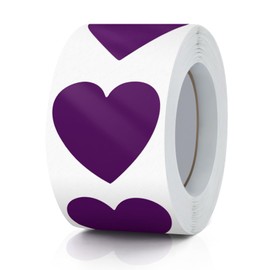 Purple Heart Stickers Roll 3.8 cm Valentine's Day Love Shape Labels Waterproof Removable for Craft Envelopes Boxes Gift Tags Bags Wedding 500 PCS