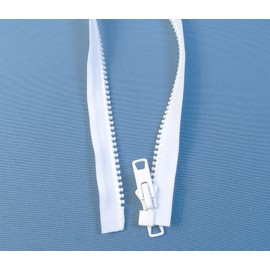 YKK Zipper, White #10 Brand Separates at The Bottom, Marine Grade Metal Tab Slider, Heavy Duty (96" Inch)