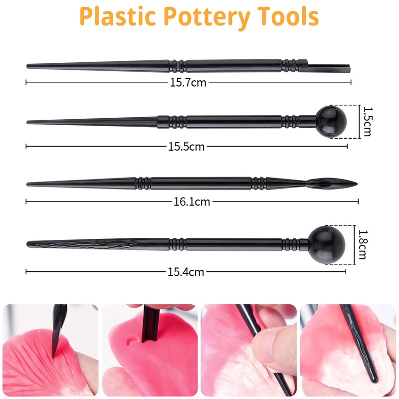 JAMATA 48-Piece Pottery Tool Set, Modelling Tool Set for Pottery