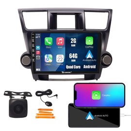Kunfine Car CarPlay Android Auto Navigation Stereo GPS Radio Reverse Camera Display 10" IPS Touchscreen Headunit Tablet Pad Media Player For Toyota Highlander 2007-2014, if Applicable Quad Core 2G+64G