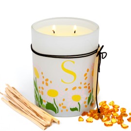 KAORI Scented Classic 17.5oz Large Tumbler Candle – Dual Wicks, 110-Hour Burn Time, Perfect for Relaxation & Holiday Gifting (Amber & Wood, Letter S)